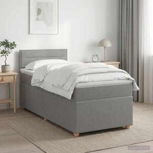 Imagine vidaXL Pat boxspring cu saltea Gri deschis 80 x 200 cm Țesătură