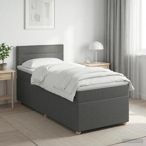 Imagine vidaXL Pat boxspring cu saltea Gri închis 80 x 200 cm Țesătură