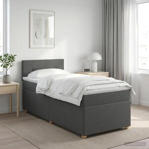 Imagine vidaXL Pat boxspring cu saltea Gri închis 80 x 200 cm Țesătură