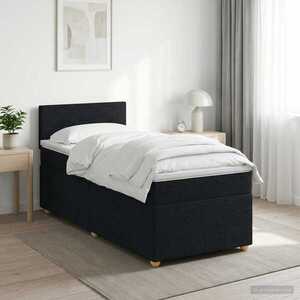 Imagine vidaXL Pat boxspring cu saltea cu headboard Negru 80 x 200 cm Țesătură