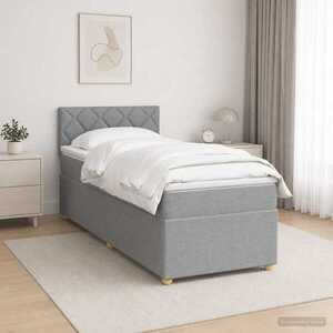 Imagine vidaXL Pat boxspring cu saltea Gri deschis 80 x 200 cm Țesătură