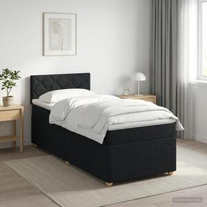 Imagine vidaXL Pat boxspring cu saltea cu headboard Negru 80 x 200 cm Țesătură