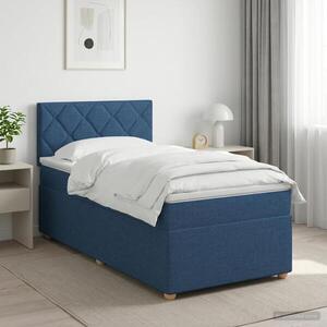 Imagine vidaXL Pat boxspring cu saltea albastru 80 x 200 cm Țesătură