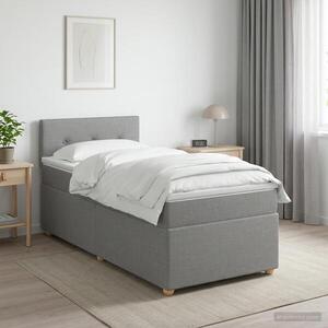 Imagine vidaXL Pat boxspring cu saltea Gri deschis 90 x 190 cm Țesătură