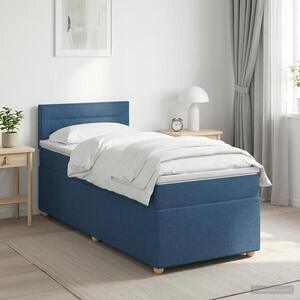 Imagine vidaXL Pat boxspring cu saltea albastru 100 x 200 cm Țesătură