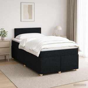 Imagine vidaXL Pat boxspring cu saltea Negru 120 x 190 cm Țesătură