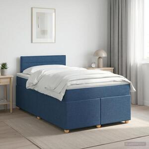 Imagine vidaXL Pat boxspring cu saltea albastru 120 x 190 cm Țesătură