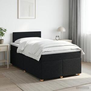 Imagine vidaXL Pat boxspring cu saltea Negru 120 x 190 cm Țesătură