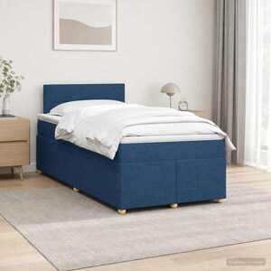 Imagine vidaXL Pat boxspring cu saltea albastru 120 x 190 cm Țesătură