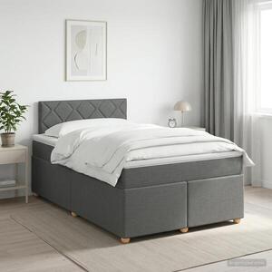 Imagine vidaXL Pat boxspring cu saltea Gri închis 120 x 190 cm Țesătură