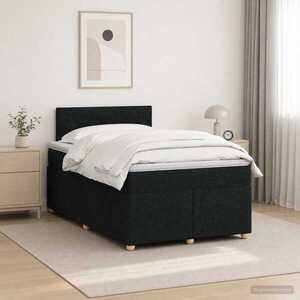 Imagine vidaXL Pat boxspring cu saltea Negru 120 x 190 cm Țesătură