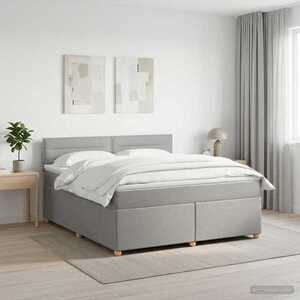 Imagine vidaXL Pat boxspring cu saltea Gri deschis 140 x 190 cm Țesătură