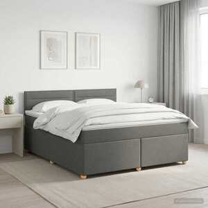 Imagine vidaXL Pat boxspring cu saltea Gri închis 140 x 190 cm Țesătură