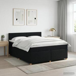 Imagine vidaXL Pat boxspring cu saltea Negru 140 x 190 cm Țesătură