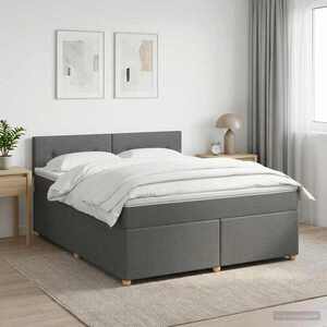 Imagine vidaXL Pat boxspring cu saltea Gri închis 140 x 190 cm Țesătură