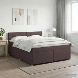 Imagine vidaXL Pat boxspring cu saltea Maro închis 140 x 190 cm Țesătură