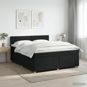 Imagine vidaXL Pat boxspring cu saltea Negru 160 x 200 cm Țesătură