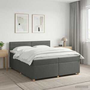 Imagine vidaXL Pat boxspring cu saltea Gri închis 200 x 200 cm Țesătură