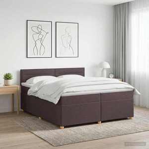 Imagine vidaXL Pat boxspring cu saltea Maro închis 200 x 200 cm Țesătură