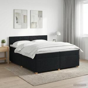 Imagine vidaXL Pat boxspring cu saltea Negru 200 x 200 cm Țesătură