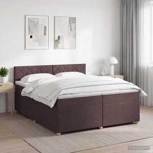 Imagine vidaXL Pat boxspring cu saltea Maro închis 200 x 200 cm Țesătură