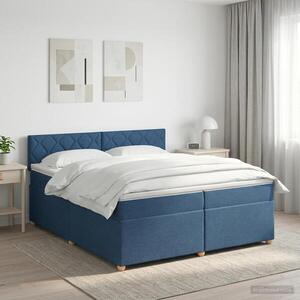 Imagine vidaXL Pat boxspring cu saltea albastru 200 x 200 cm Țesătură