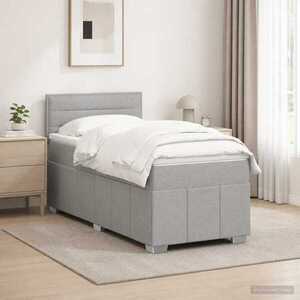 Imagine vidaXL Pat boxspring cu saltea Gri deschis 80 x 200 cm Țesătură