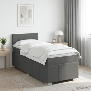 Imagine vidaXL Pat boxspring cu saltea Gri închis 80 x 200 cm Țesătură