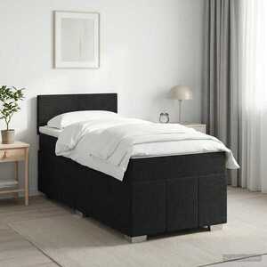 Imagine vidaXL Pat boxspring cu saltea cu headboard Negru 80 x 200 cm Țesătură