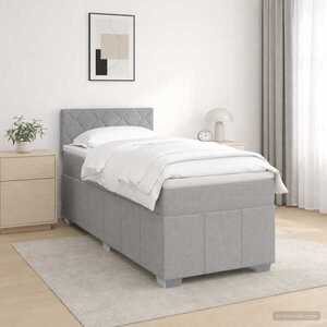 Imagine vidaXL Pat boxspring cu saltea Gri deschis 80 x 200 cm Țesătură
