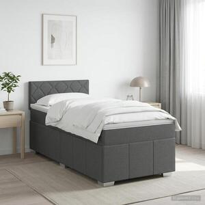 Imagine vidaXL Pat boxspring cu saltea Gri închis 80 x 200 cm Țesătură