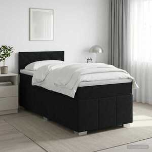 Imagine vidaXL Pat boxspring cu saltea cu headboard Negru 80 x 200 cm Țesătură