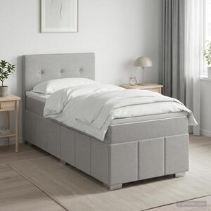 Imagine vidaXL Pat boxspring cu saltea Gri deschis 90 x 200 cm Țesătură