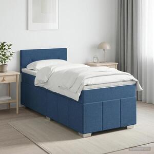 Imagine vidaXL Pat boxspring cu saltea albastru 90 x 200 cm Țesătură