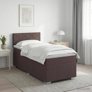 Imagine vidaXL Pat boxspring cu saltea Maro închis 90 x 200 cm Țesătură