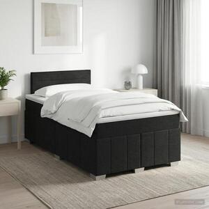 Imagine vidaXL Pat boxspring cu saltea Negru 120 x 190 cm Țesătură