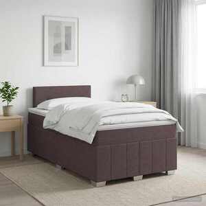 Imagine vidaXL Pat boxspring cu saltea Maro închis 120 x 190 cm Țesătură
