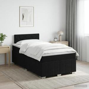 Imagine vidaXL Pat boxspring cu saltea Negru 120 x 190 cm Țesătură