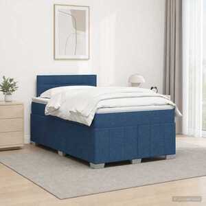 Imagine vidaXL Pat boxspring cu saltea albastru 120 x 200 cm Țesătură
