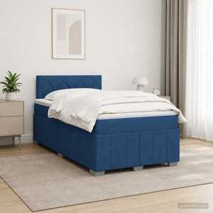 Imagine vidaXL Pat boxspring cu saltea albastru 120 x 200 cm Țesătură