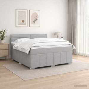 Imagine vidaXL Pat boxspring cu saltea Gri deschis 140 x 190 cm Țesătură