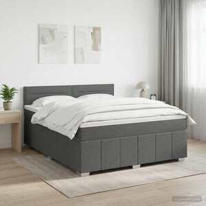 Imagine vidaXL Pat boxspring cu saltea Gri închis 140 x 190 cm Țesătură