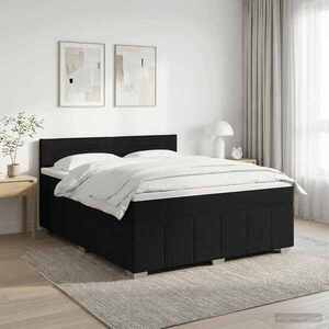 Imagine vidaXL Pat boxspring cu saltea Negru 140 x 190 cm Țesătură