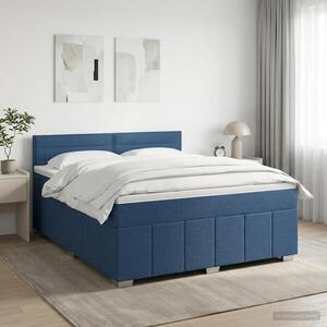 Imagine vidaXL Pat boxspring cu saltea albastru 140 x 190 cm Țesătură