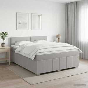 Imagine vidaXL Pat boxspring cu saltea Gri deschis 140 x 190 cm Țesătură