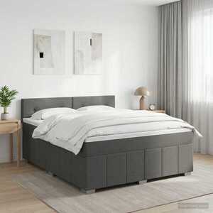 Imagine vidaXL Pat boxspring cu saltea Gri închis 140 x 190 cm Țesătură