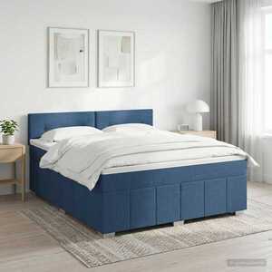 Imagine vidaXL Pat boxspring cu saltea albastru 140 x 190 cm Țesătură