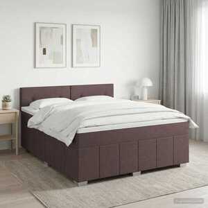 Imagine vidaXL Pat boxspring cu saltea Maro închis 140 x 200 cm Țesătură