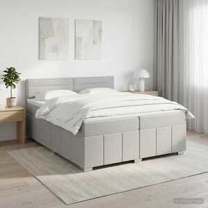 Imagine vidaXL Pat boxspring cu saltea Gri deschis 200 x 200 cm Țesătură
