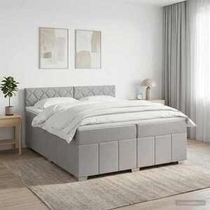 Imagine vidaXL Pat boxspring cu saltea Gri deschis 200 x 200 cm Țesătură